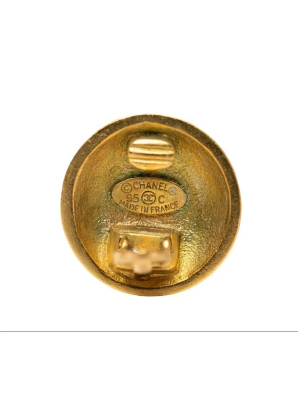 Chanel CC Logo Vintage Round Earrings 95c